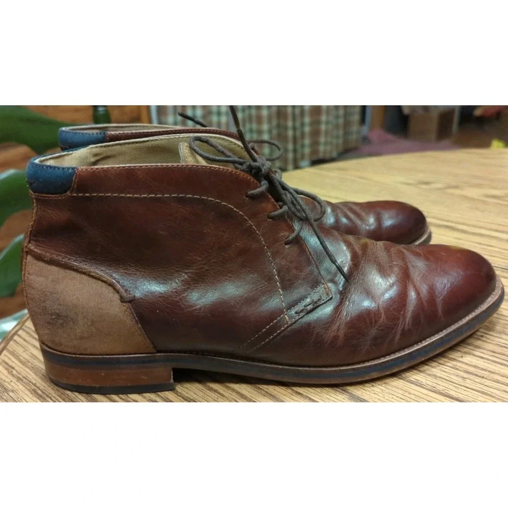 Aldo‎ Men's Size 11 Lace Up Brown Burgundy Blue Ankle Leather Dress Boots